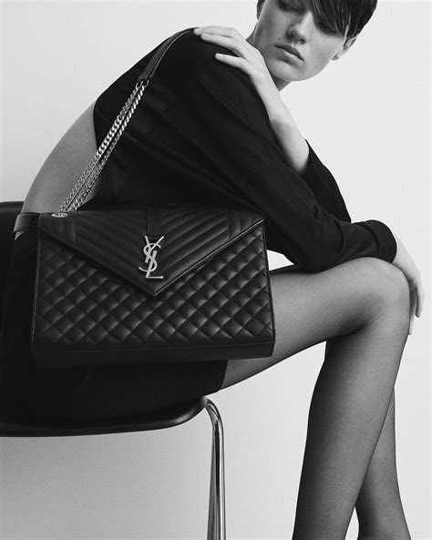 ysl envelope large bag in grain de poudre embossed leather|YSL monogram envelope bag.